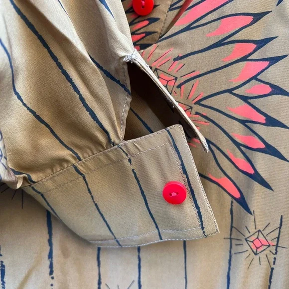 Vintage Zandra Rhodes Brown Floral 100% Silk Shift Midi Dress Made in England - Picture 7 of 9